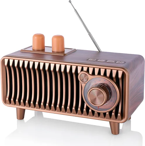 Vista 8 de CYBORIS Altavoz Bluetooth retro, radio vintage de madera natural Rotary FM Radio FM 20W altavoces duales estéreo, con disco U, tarjeta TF/función