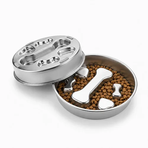 Vista 8 de Cuenco de acero inoxidable para perros con alimentación lenta