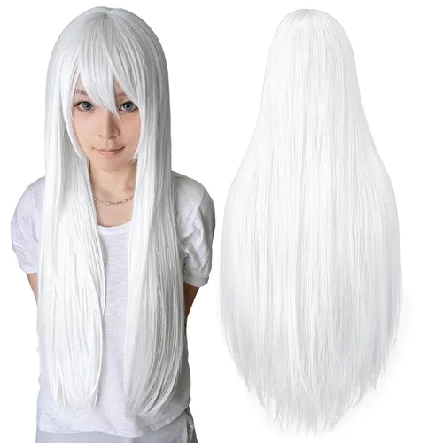 Vista 27 de Anogol Peluca de cabello corto, color rojo, cosplay; pelucas platinadas, ombre, de cabello sintético para vestido elegante 1B Negro