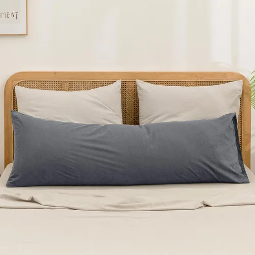 Vista 50 de BESTOUCH 100% Algodón Lavado Funda de Almohada para Cabello y Piel, Sensación de Lino, Suave, Cómoda, Transpirable, Juego de 2 Fundas de Almohada
