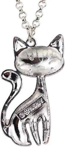 Vista 5 de BONSNY - Collar con dije de gato de aleación esmaltada, diseño original para mujeres y niñas