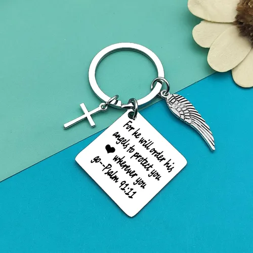 Vista 5 de Llavero cristiano de regalo para mujeres y hombres, joyería religiosa, regalos de primera comunión, regalos de cumpleaños, bautismo, llavero