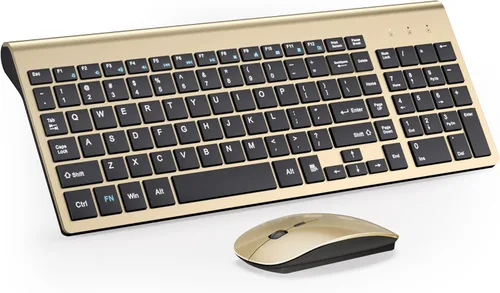 Vista 11 de Combo de teclado y mouse inalámbrico ultradelgado, TopMate 2.4G, mouse USB compacto silencioso de 2400DPI y teclado con interruptor de tijera