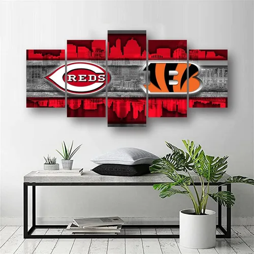 Vista 5 de Cincinnati City - Póster del equipo deportivo de la ciudad de Cincinnati, lienzo deportivo, patrón artístico de pared, diseño Art Deco