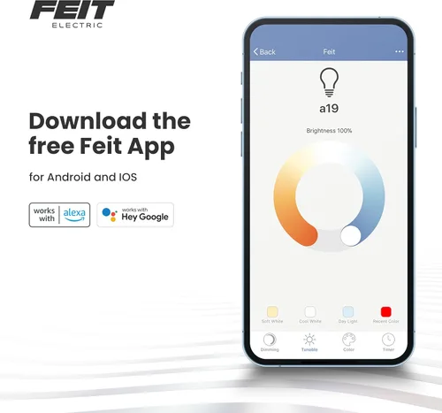 Vista 7 de Feit Electric Tira de luz LED de persecución inteligente de 10 pies, RGB que cambia de color + blanco sintonizable, aplicación Wi-Fi y control