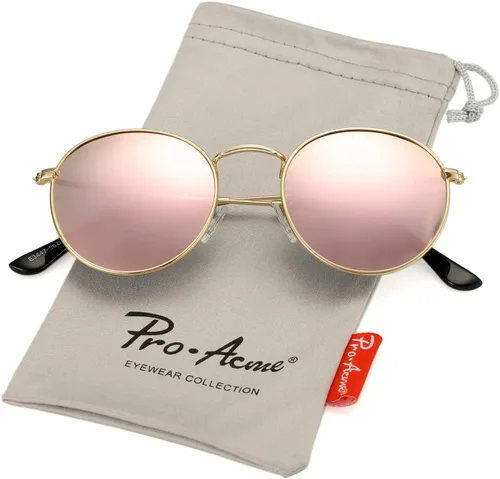 Vista 4 de Pro Acme Gafas de sol polarizadas de metal redondas pequeñas para mujer, estilo retro