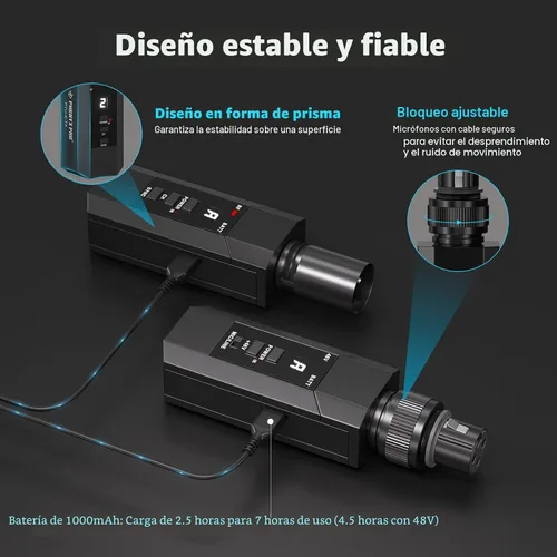 Vista 7 de Phenyx Pro Auto Scan Plug-on XLR transmisor inalámbrico receptor sistema PTU-X 16 UHF Frequencies, Wired-to-Wireless Setup,Dynamic & Condenser