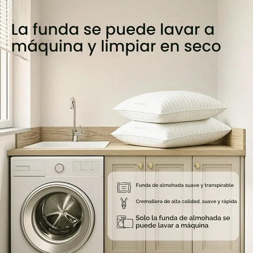 Vista 8 de Calvin Klein 650 Fill Power - Almohada de cama de plumas tamaño Queen