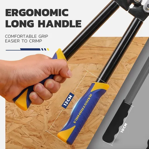 Vista 5 de haisstronica Kit de herramientas de engaste de cable de batería resistente, trinquete hexagonal de mango extendido para terminales de cobre