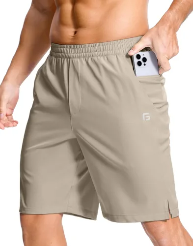 Vista 42 de GGJ Pantalones cortos deportivos ligeros para hombre con 2 bolsillos con cremallera de 7/5/9 pulgadas, pantalones cortos de tenis de secado rápido
