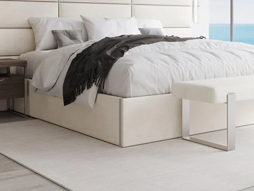 Vista 38 de VANT Cama de plataforma tapizada, tamaño Queen, color beige Boucle, marco de cama de fácil montaje, no necesita somier, base para un apoyo óptimo
