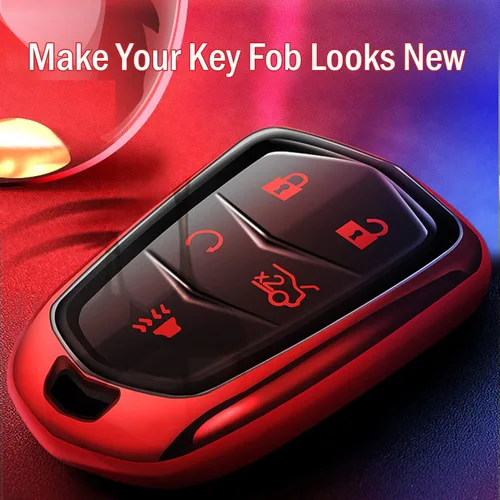 Vista 5 de Intermerge Funda para llavero Cadillac con protector de TPU para llavero adecuado, Azul