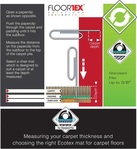 Vista 9 de Floortex Alfombrilla de polímero mejorado reciclado para silla de 48" x 60" para alfombras de pelo estándar