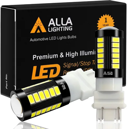 Vista 9 de Alla Lighting Bombillas LED T25 3156 3157 de 2800lm, Blanco Reversa/Señal/Freno/Cola Luces DRL 4114 3056 4057 4157 3457K 3057 6000K Xenon Xtreme
