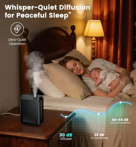 Vista 4 de Difusor de aceite esencial sin agua, cobertura de 3000 pies cuadrados para oficina de hotel en casa, máquina de aroma de aire frío de 13.5 fl oz