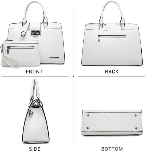 Vista 2 de Dasein Bolsos de mano para mujer, monederos con monograma, bolso grande para mujer, bolso de hombro, bolsa de trabajo con asa superior, juego de 2