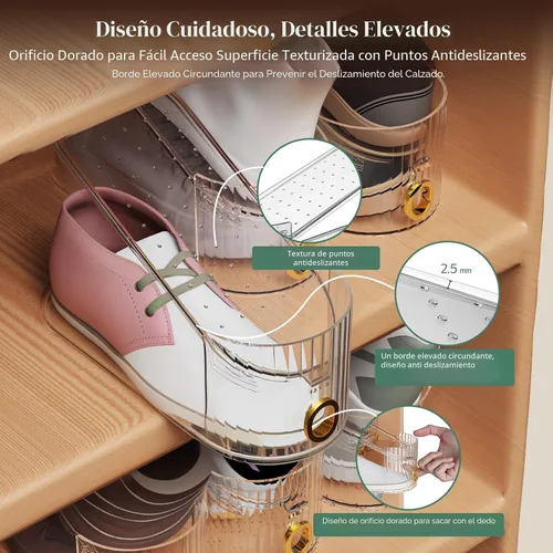 Vista 5 de Paquete de 10 organizadores transparentes de ranura para zapatos, apilador de zapatos para un par de zapatos, ajustable de doble capa gruesa y 50%