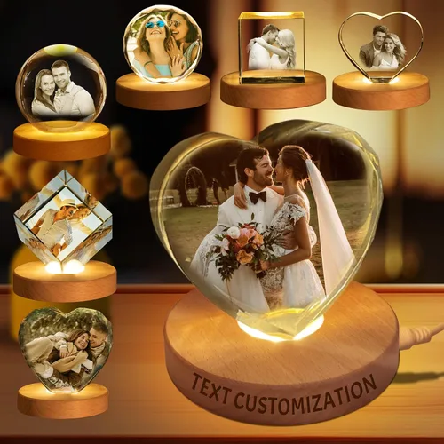Vista 12 de Regalo de foto de cristal 3D personalizada – Imagen personalizada para el Día del Padre, cumpleaños, aniversario – Recuerdo para papá, parejas