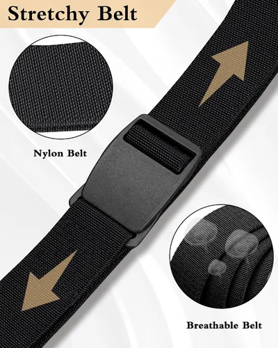 Vista 2 de Cinturón de nylon libre de metal para hombres correa militar extensible web con hebilla de plástico