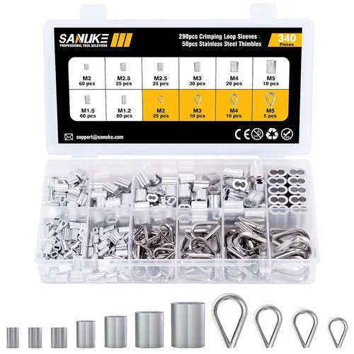 Vista 8 de Juego de 325 fundas de aluminio de 8 tamaños y 340 fundas de cuerda de alambre y dedales