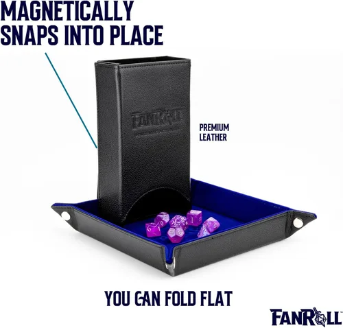 Vista 3 de FanRoll - Torre de dados plegable: negro, juego de rol, accesorios para Dungeons and Dragons