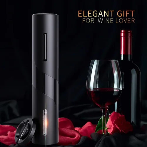 Vista 6 de Abridor eléctrico de botellas de vino, abridor automático de sacacorchos de vino, funciona con pilas. Abridor de botón de un clic con cortador