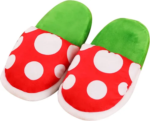 Vista 2 de Lopbraa Pantuflas divertidas de felpa con soporte para maceta, regalos divertidos para mujeres, hombres, adolescentes (plantas de piranha), Verde