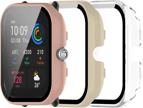 Vista 9 de Funda protectora compatible con Amazfit GTS 4 Mini, protector de pantalla de vidrio templado, cubierta completa para Amazfit GTS4 Mini Smartwatch