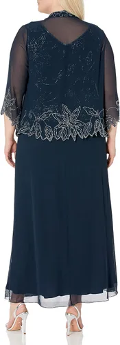 Vista 2 de J Kara Vestido de chaqueta con cuentas de talla grande para mujer
