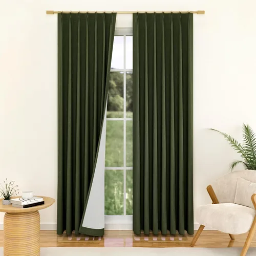 Vista 14 de YZ HOME Cortinas opacas con pliegues pellizco de lino texturizado de 102 pulgadas de largo, 2 paneles para dormitorio, pestañas traseras con riel
