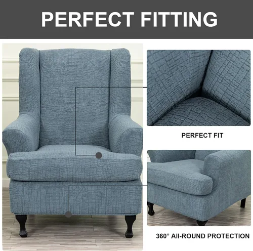 Vista 96 de Eco-Ancheng Funda para silla Wingback, 2 piezas, respaldo de ala, fundas de elastano para sillón con respaldo de ala, fundas para sillón con parte