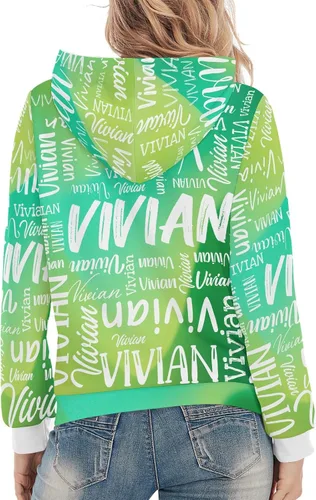 Vista 4 de ITACUSUTOMAS Sudadera con capucha personalizada con nombre para mujer, sudaderas de manga larga