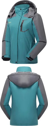 Vista 3 de Mden Chaqueta de esquí impermeable para mujer, resistente al viento, con aislamiento de forro polar