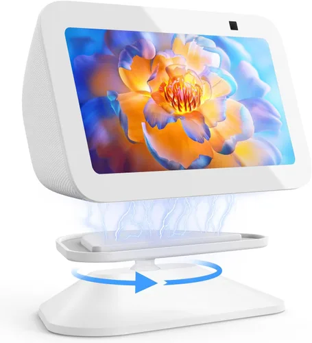 Vista 9 de Maxonar Soporte para Echo Show 5 (3ª generación), soporte giratorio de inclinación ajustable, base antideslizante, magnético fuerte, compatible