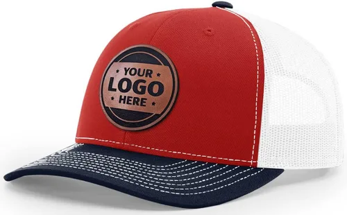 Vista 23 de Sombrero de parche de cuero de camionero personalizado grabado con láser