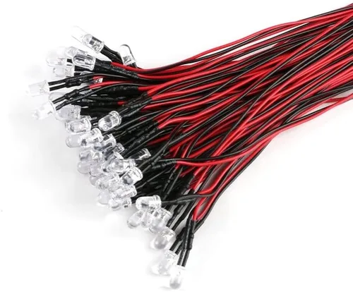 Vista 2 de 10PCS 0.118 in 0.197 in F3 F5 LED 7.9 in precableado blanco rojo verde azul amarillo UV RGB diodo lámpara decoración emisora de luz DIY pre-soldado