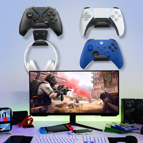 Vista 2 de Controller Wall Mount Holder for PS4PS5Xbox OneSwitch, 6 Pack Controller Stand Headphone Stand, Foldable Universal Game Controller Holder Strong