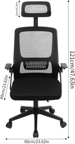 Vista 3 de Silla de oficina ergonómica, silla de juegos de PC, silla giratoria de malla ajustable para computadora, silla de oficina con reposacabezas
