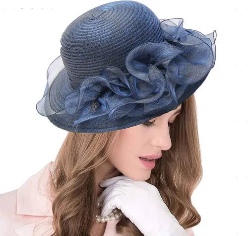 Vista 12 de seven wolves Sombrero de sombrero de iglesia Derby para mujer, sombrero de ala ancha para el sol beige B