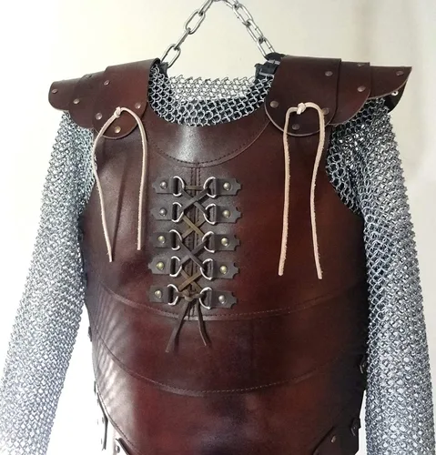 Vista 2 de Nautical-Mart El Caballero Medieval Genuino 0.157 in Chaleco Armadura LARP Armadura Armadura Medieval Armadura Armadura Medieval Chaqueta de cuero