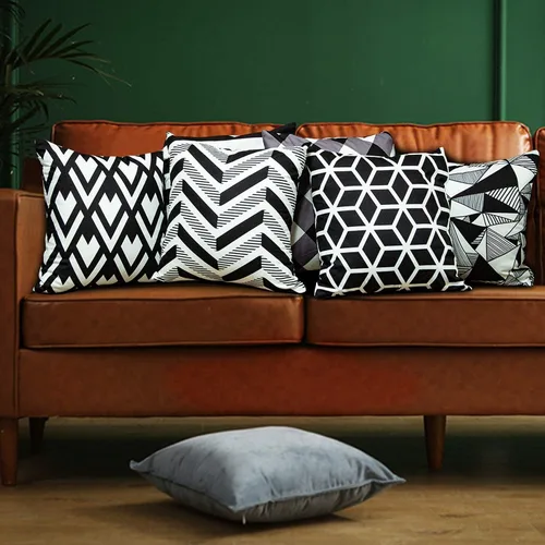 Vista 6 de BEDSUM Funda de almohada de microfibra, suave, decorativa, geométrica, abstracta, triangular, funda de cojín cuadrada para sofá, dormitorio, 18 x 18