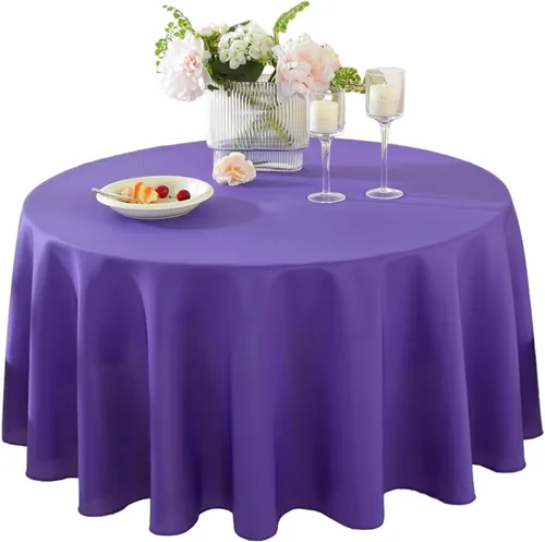 Vista 19 de Paquete de 2 Manteles Redondos de 120 Pulgadas de Carbón, Mantel de Poliéster Lavable para Uso en el Hogar, Fiestas, Bodas o Restaurantes. Gris