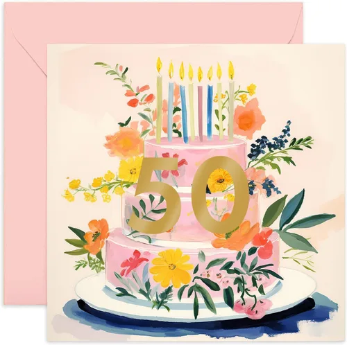 Vista 8 de Old English Co. - Tarjeta de cumpleaños número 21 para mujer, diseño especial de pastel de cumpleaños de lámina dorada, tarjeta de cumpleaños