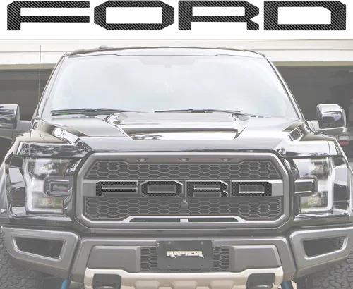 Vista 12 de Superposiciones de letras de rejilla frontal, compatibles con Raptor 2015-2020