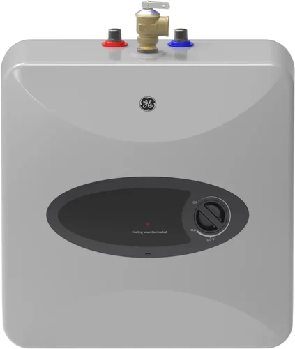 Vista 9 de GE Appliances 2.5 galones, calentador de agua de minitanque versátil con termostato ajustable, se instala fácilmente debajo del fregadero, 120v