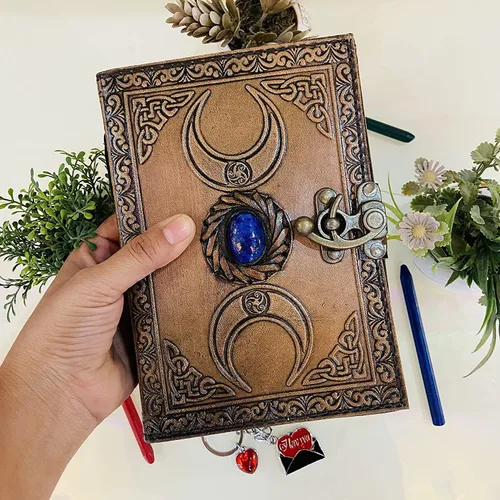 Vista 3 de Leather Journals - Cuaderno de bocetos para hombres y mujeres, diario genuino para escribir, 240 páginas, cuaderno de 5 x 7 pulgadas, cuaderno