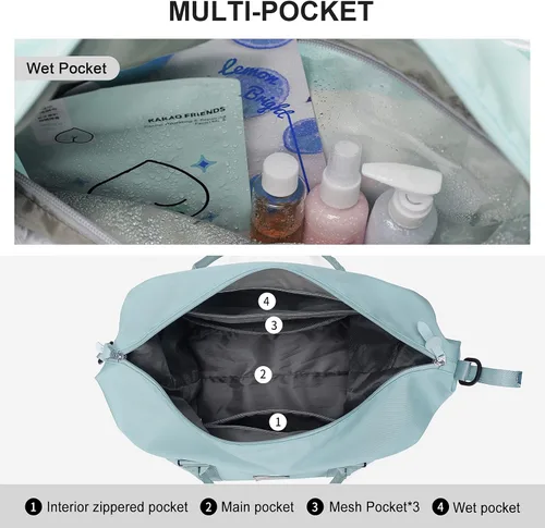 Vista 3 de Bolsa de viaje para gimnasio, bolsa de hombro para fin de semana para mujer