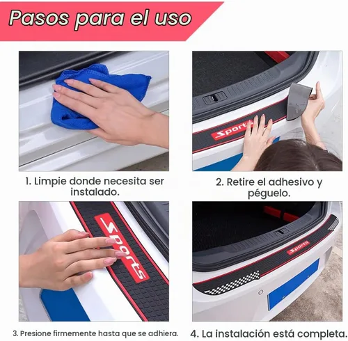 Vista 5 de Protector de parachoques trasero de automóvil, universal de goma negra antiarañazos/antideslizante, almohadilla protectora de puerta de maletero