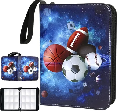 Vista 9 de Carpeta de tarjetas de baloncesto – Álbum de tarjetas de intercambio de 9 bolsillos de capacidad para 900, carpeta con 3 anillos, piel sintética