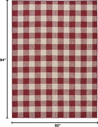 Vista 3 de Garland Rug Country Living Buffalo - Alfombra a cuadros de 5 pies x 7 pies, para interiores y exteriores, diseño geométrico, resistente a